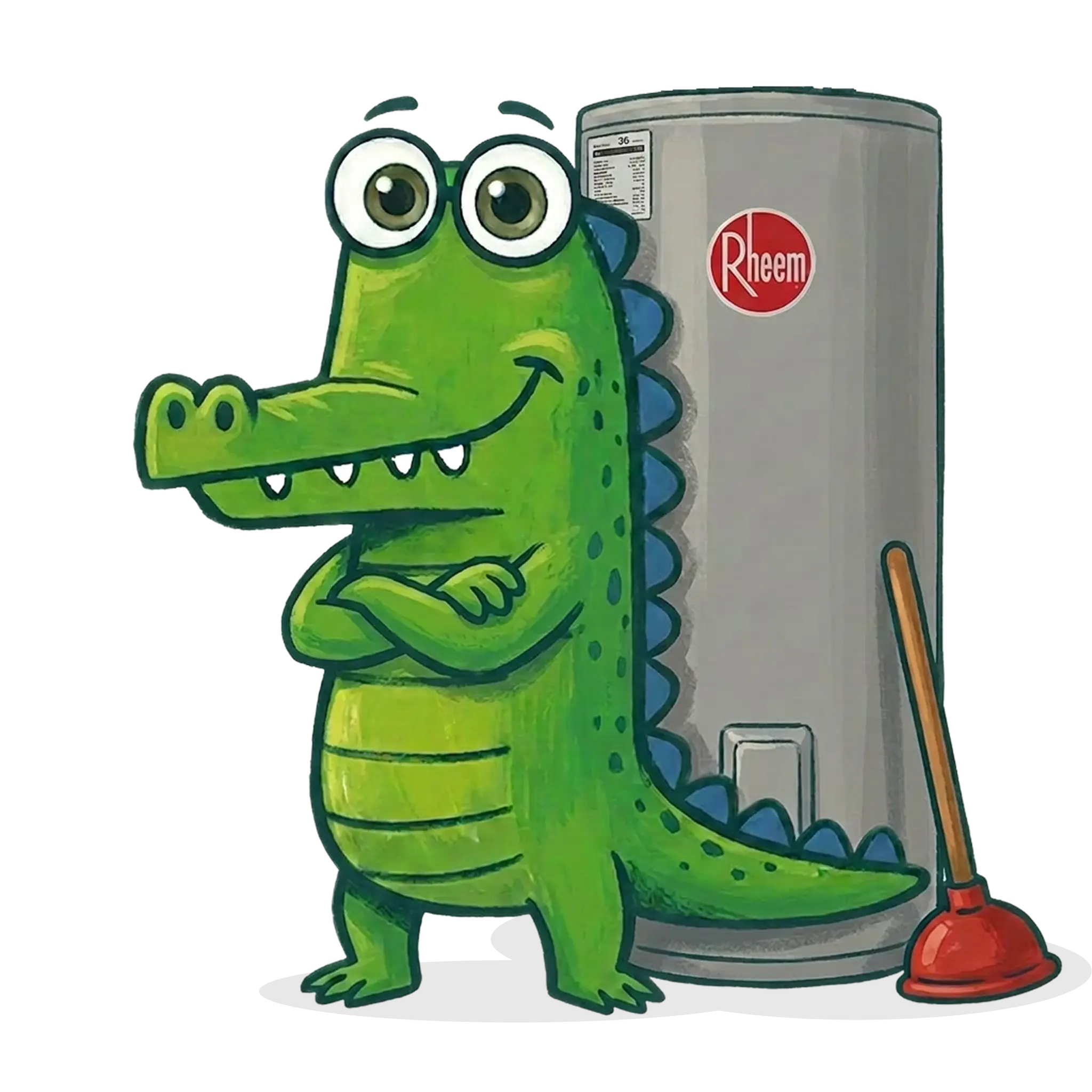 Mr Flow crocodile mascot, hot water plumber sydney