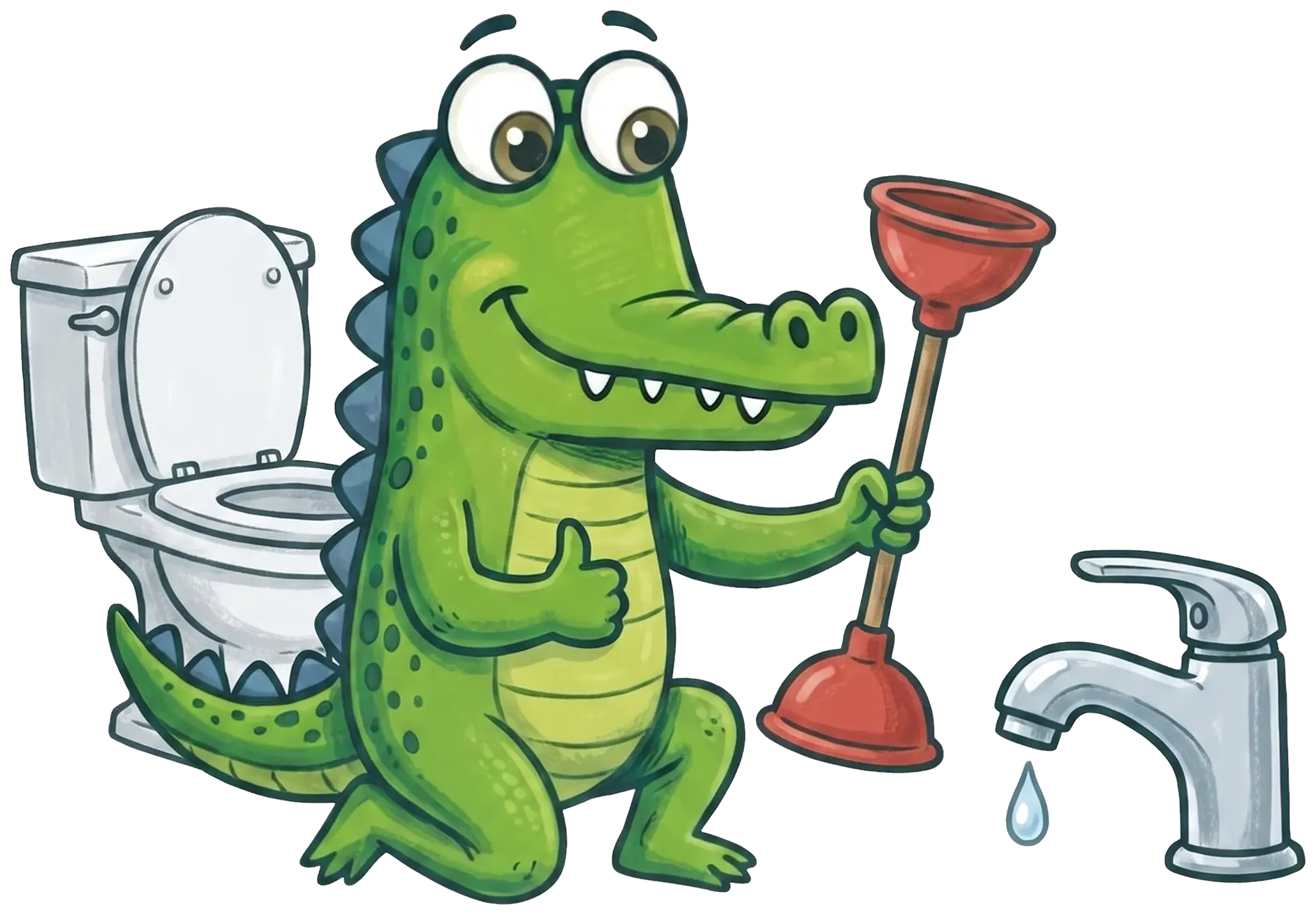 Mr Flow crocodile mascot, toilet & tap repairs
